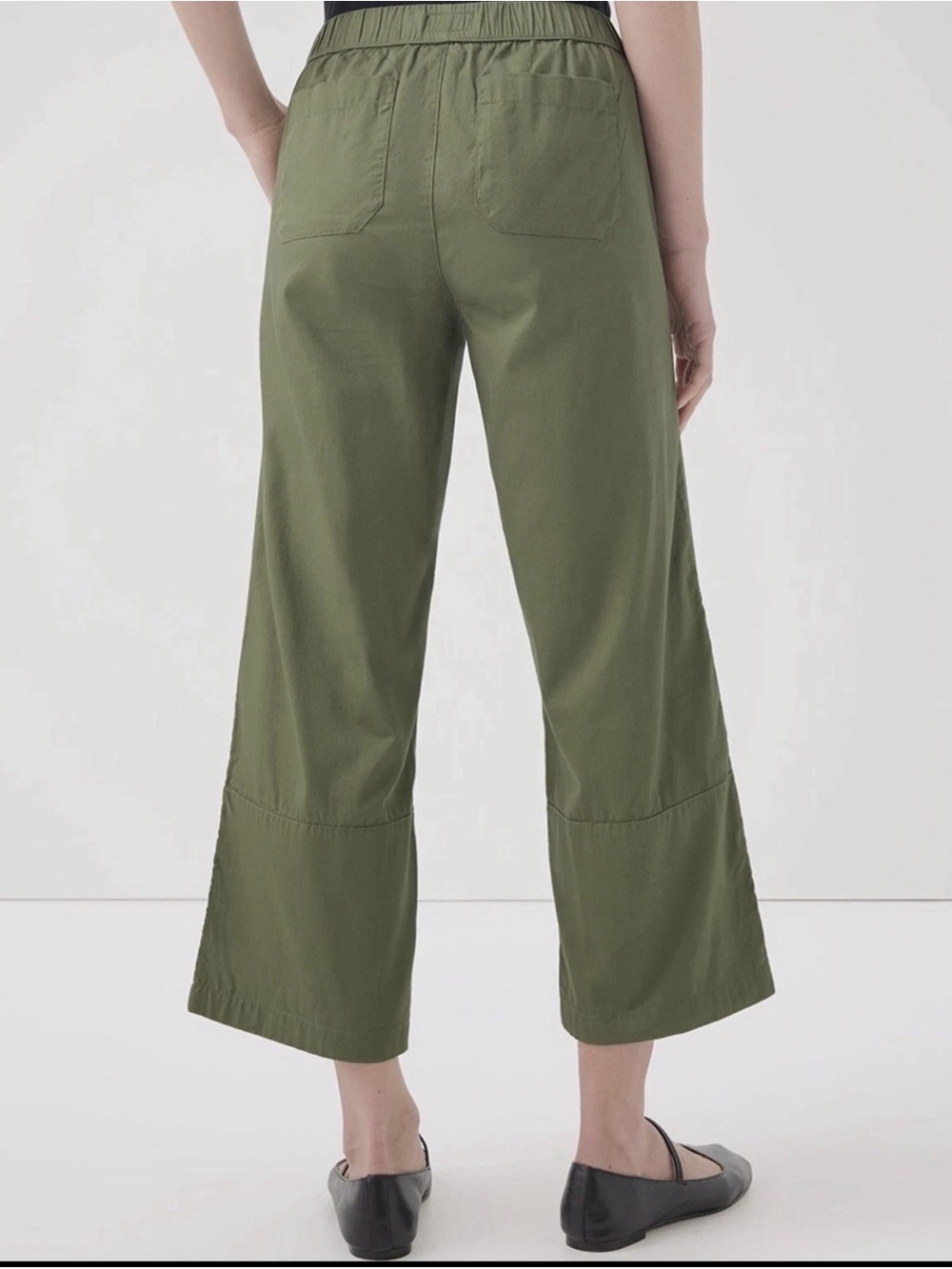 NWOT Pact Women's Organic Cotton Daily Twill Crop Pant Olivine Green Size M NEW